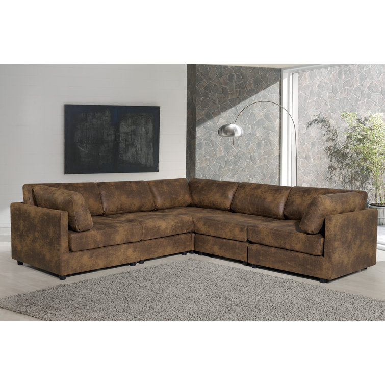 Ebern Designs Mionna Vegan Leather Corner Sofa Wayfair.co.uk